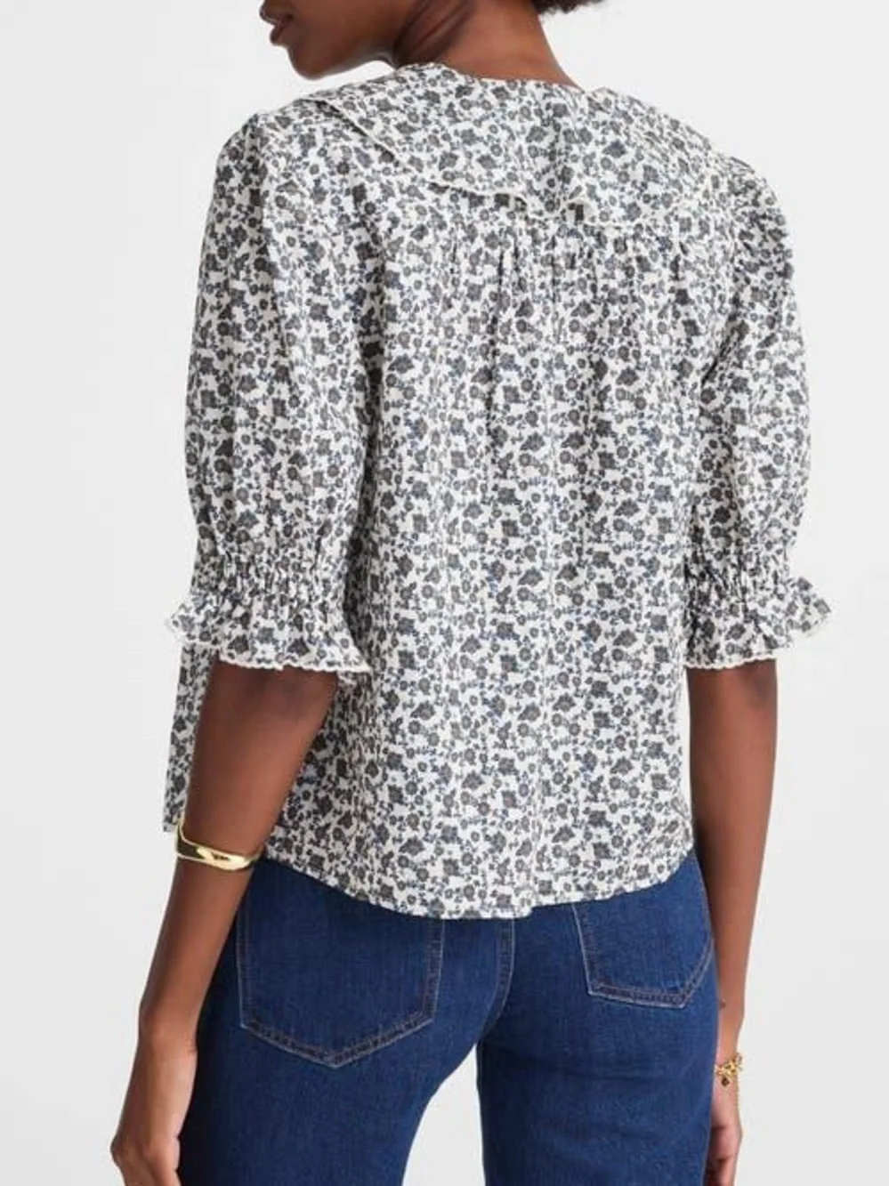Madewell pintuck puff sleeve